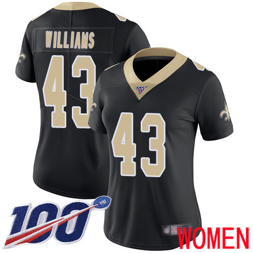 New Orleans Saints Limited Black Women Marcus Williams Home Jersey NFL Football #43 100th Season Vapor Untouchable Jersey->youth nfl jersey->Youth Jersey